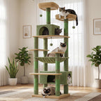 PAWZ Road 72-81 Inches Large Cat Tree, Tall Cat Tower with Large Mental Hammock for Indoor Cats Adults,7 Sisal-Covered Scratching Posts, 2 Padded Perches, Condos, and Basket