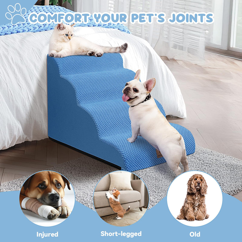 Zerbuger — Escalera y Rampa de Espuma para Perros y Gatos — Escalones Antideslizantes para Cama, Sofá y Silla
