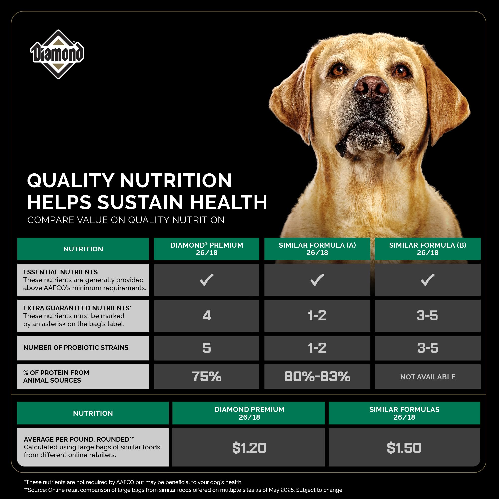 Diamond — Croquetas para Perros Adultos Muy Activos y Deportivos con Proteína, Probióticos y Antioxidantes