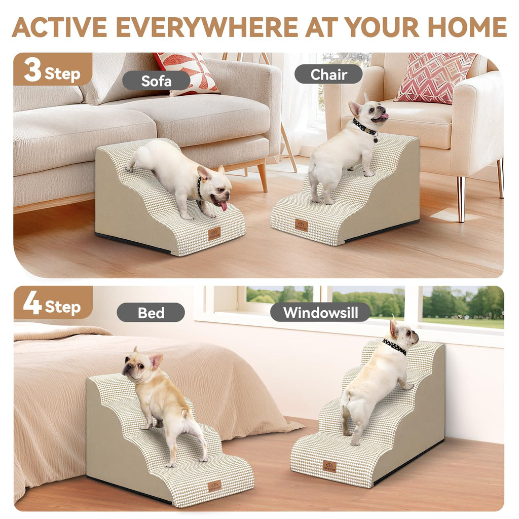 Zerbuger — Escalera y Rampa de Espuma para Perros y Gatos — Escalones Antideslizantes para Cama, Sofá y Silla