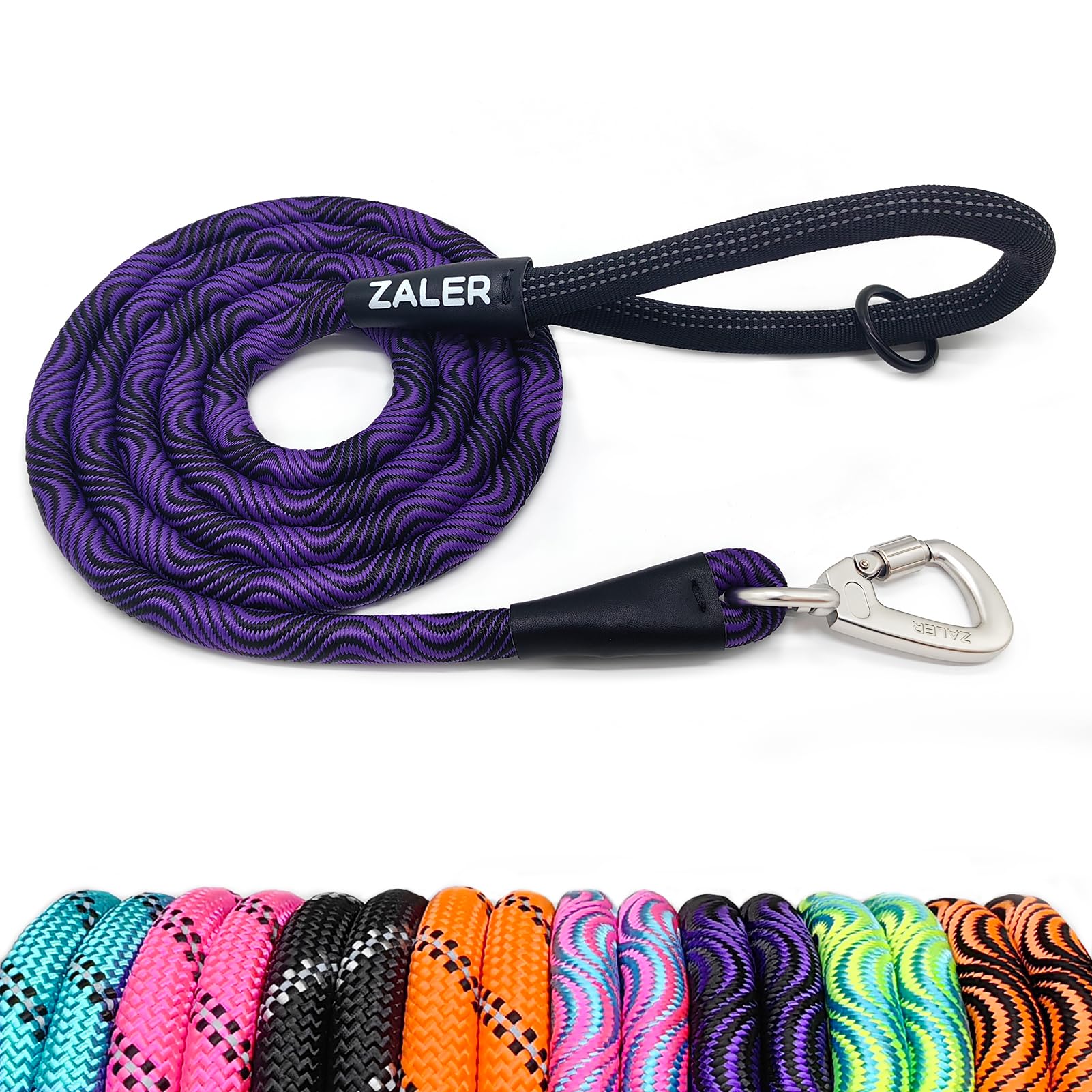ZALER — Correa de Cuerda Reflectante con Mosquetón para Perros Medianos y Grandes
