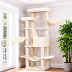 Heybly Torre para Gatos Grandes — Árbol Multinivel con Perchas Anchas, Cueva y Tablero Rascador para Gatos de hasta 9 kg