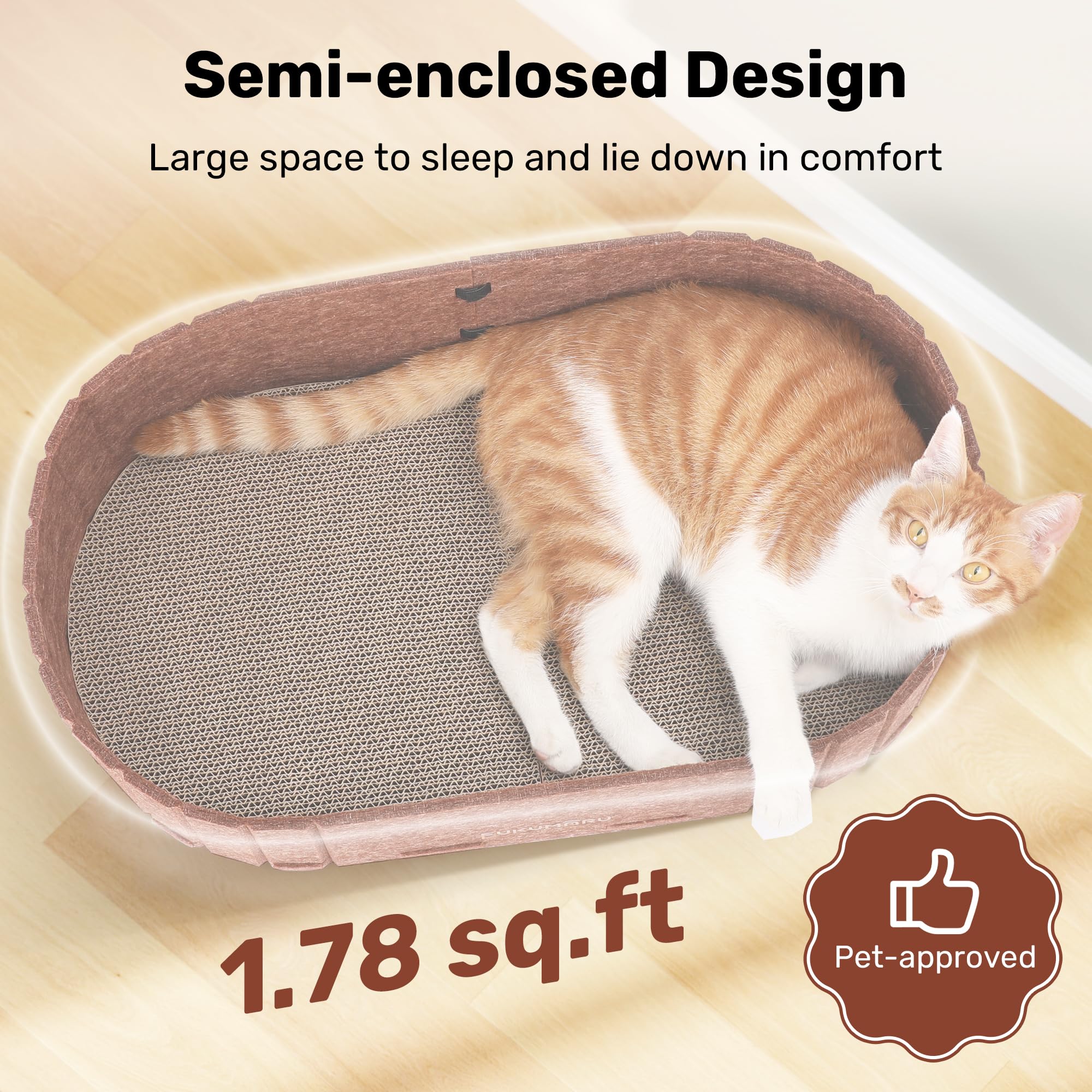 FUKUMARU — Rascador con Forma de Sofá para Gato, Reversible y Desmontable, Cama Rascadora Redonda para Gatos de Interior