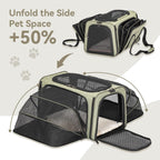 Petsfit — Transportadora Expandible para Gatos y Perros Pequeños, Aprobada por Aerolíneas, Plegable, Lavable y a Prueba de Escapes con 2 Paneles de Expansión