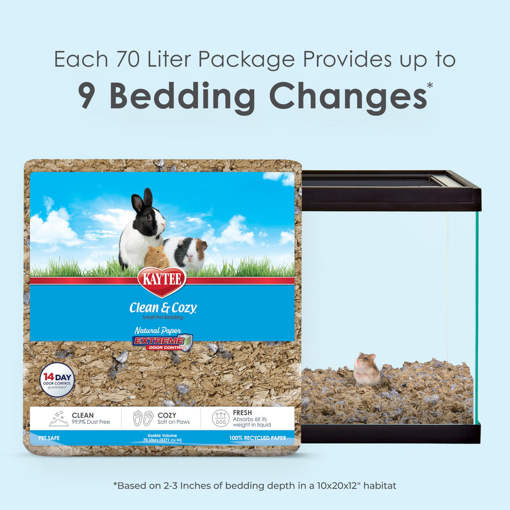 Kaytee Clean & Cozy Extreme Odor Control — Cama y Sustrato Absorbente con Control de Olores para Cobayos, Conejos, Hámsters, Jerbos y Chinchillas