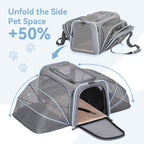 Petsfit — Transportadora Expandible para Gatos y Perros Pequeños, Aprobada por Aerolíneas, Plegable, Lavable y a Prueba de Escapes con 2 Paneles de Expansión