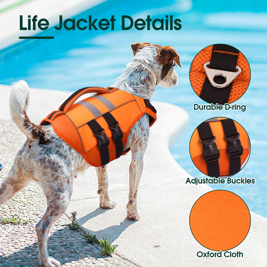 Kuoser — Chaleco Salvavidas Ajustable con Asa de Rescate y Reflectores para Perro
