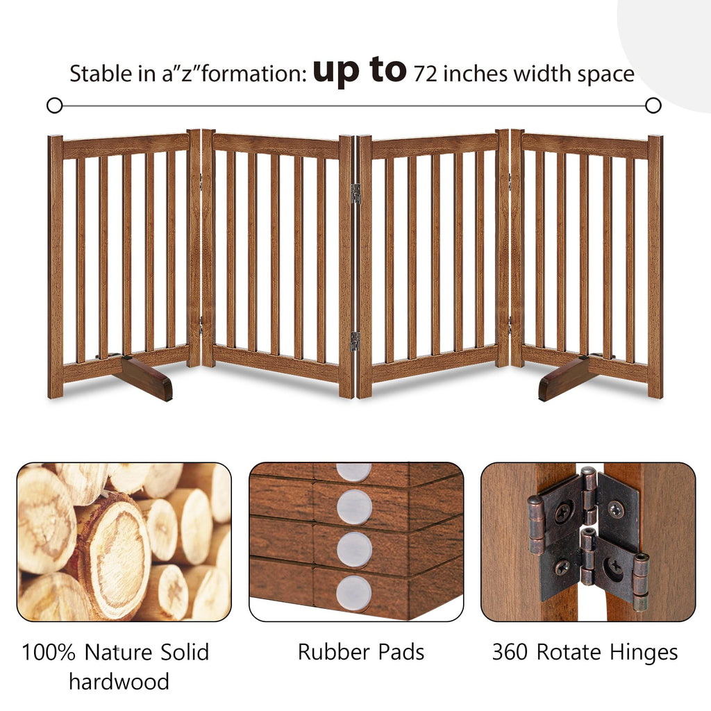 LZRS — Reja de Madera de Roble Plegable Independiente para Mascotas, Puerta de Seguridad Interior para Perros