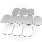 ONDEPOT Paquete de 100 Placas de Identificación en Acero Inoxidable — Listas para Grabar, Troquelar o Estampar — Estilo Militar, Superficie Pulida, Uso para Mascotas, ID Médico, Manualidades y Más (Sin Cadenas)