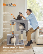Feandrea — Torre Rascador para Gatos con Condo, Perchas y Postes de Sisal