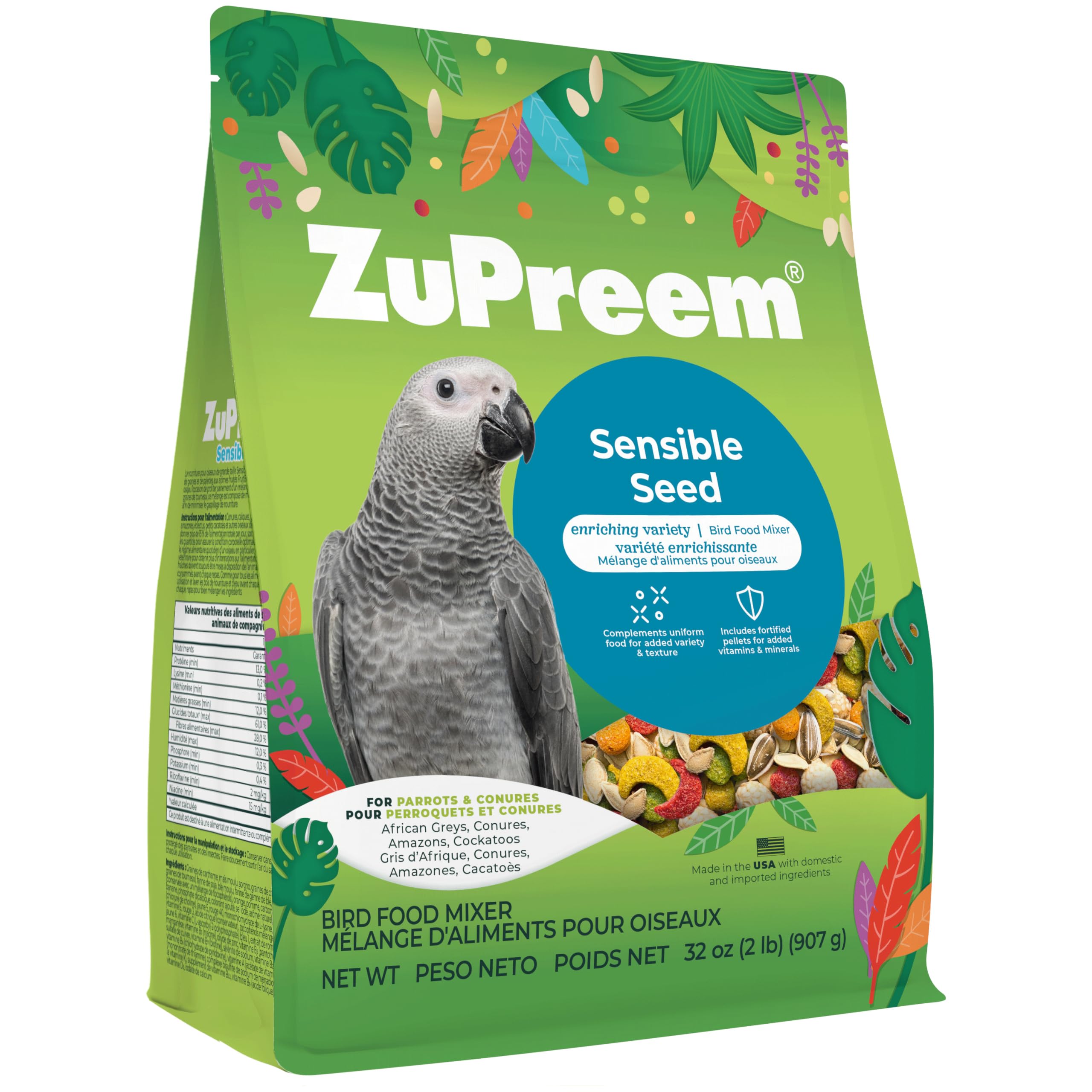 ZuPreem FruitBlend — Alimento en Pellets para Aves Medianas y Grandes (Loro, Conure, Caique, Gris Africano, Eclectus, Cacatúa Pequeña)