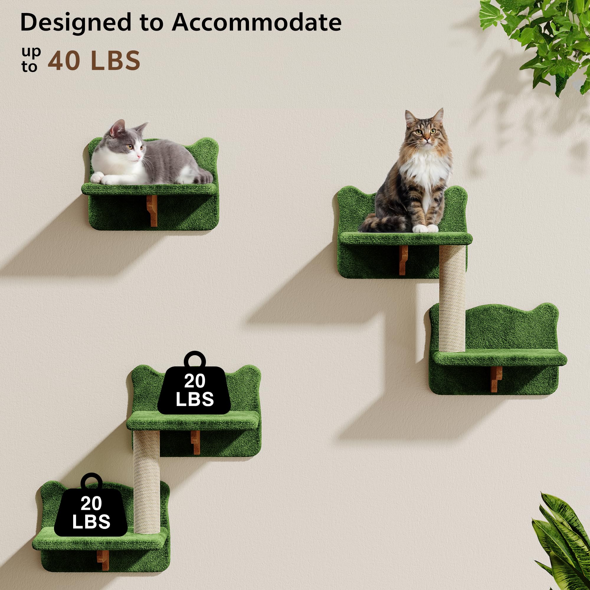 Homiflex — Repisas de Pared para Gatos, Mueble Escalador Montado en Pared para Felinos