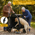 PAWZIDEA 3-in-1 Large Dog Stroller with Detachable Carrier up to 80lbs, Portable Dog Car Crate & Travel Kennel, Foldable Pet Stroller for 2 Medium Dogs, All-Terrain 9” Jogger Wheels, Adjustable Handle