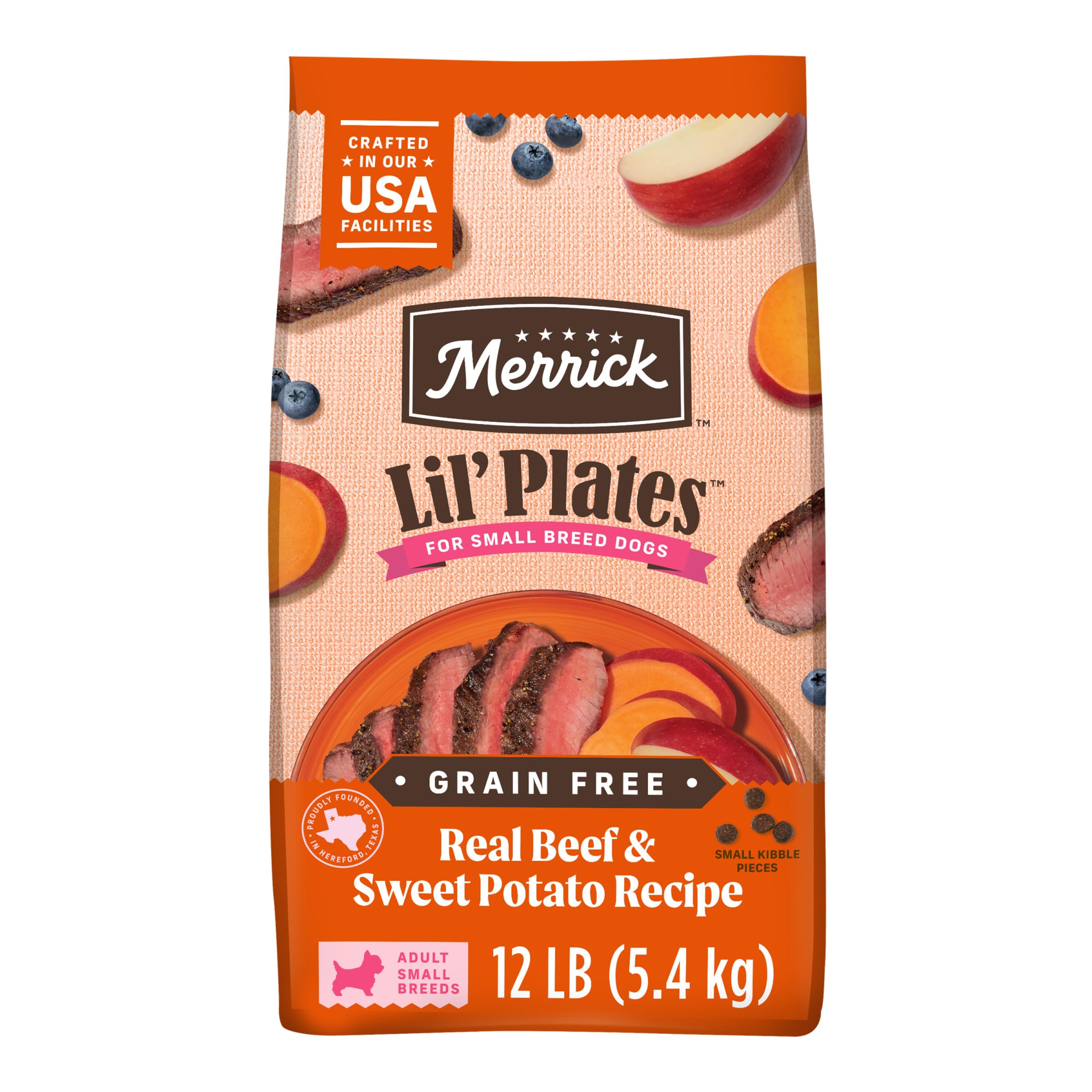Merrick Lil' Plates — Croquetas Premium Sin Granos con Res y Camote para Perros Pequeños