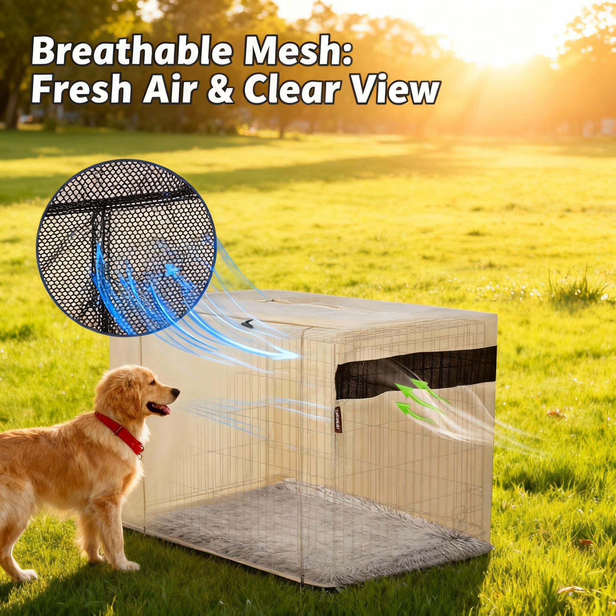 HiCaptain — Cubierta para Jaula de Perro en Poliéster 600D, Resistente al Viento y al Agua, para Uso Interior y Exterior