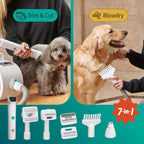 Kit de Estética Profesional para Mascotas PetCove FurrFluff — Aspiradora con Cortadora, Esmerilador de Uñas y Secadora con Succión Silenciosa de 3 Velocidades, 3 Niveles de Calor, Depósito de 2.6L y Filtro HEPA para Perros y Gatos