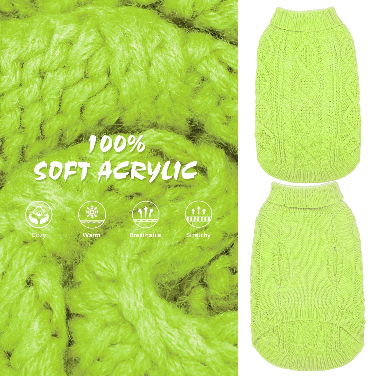 Suéter Tejido Térmico con Cuello Alto para Perros — Jersey Clásico de Punto Cable Cálido para Cachorros y Gatos Pequeños, Medianos y Grandes