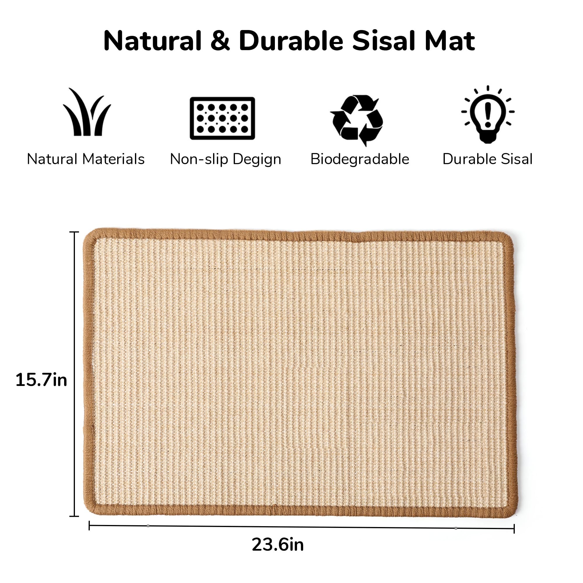 FUKUMARU — Tapete Rascador de Sisal Natural para Gato | Protege Tapetes y Sofás