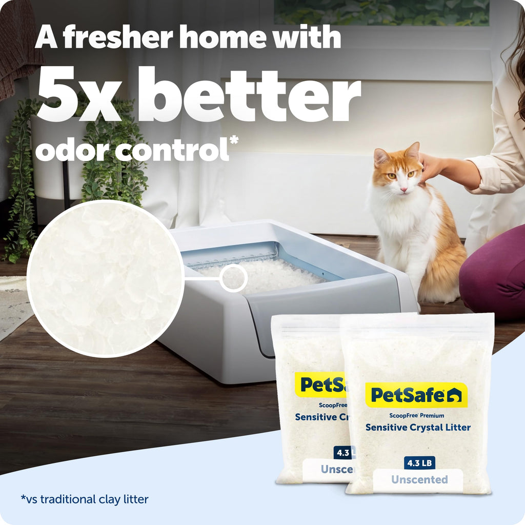PetSafe ScoopFree — Arena de Cristales de Sílica Premium para Gato, Control de Olores 5 Veces Superior