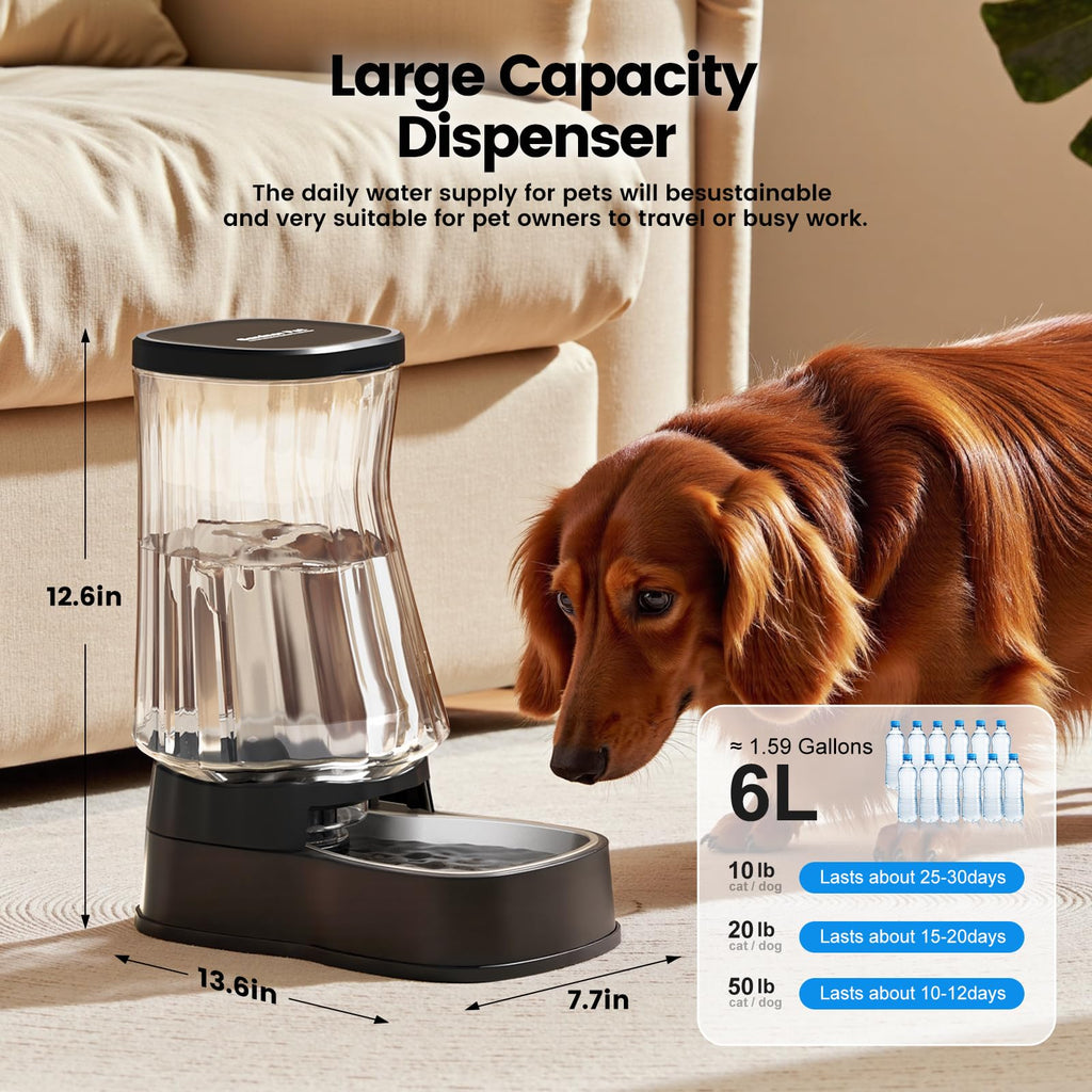 Gardner Pet — Bebedero Automático por Gravedad con Tazón de Acero Inoxidable para Perros y Gatos