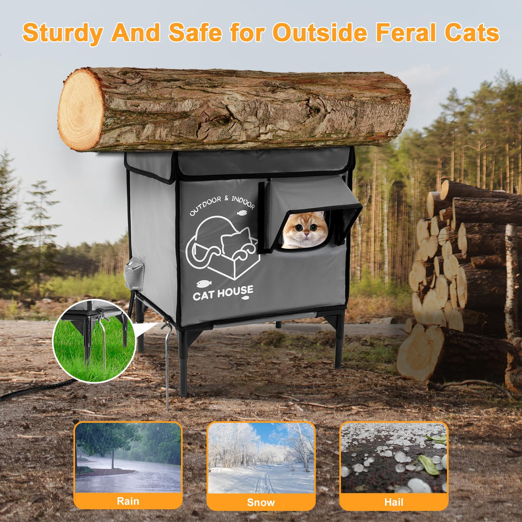 Casa para Gatos de Exterior — Refugio Impermeable Térmico para Gatos Callejeros y Domésticos