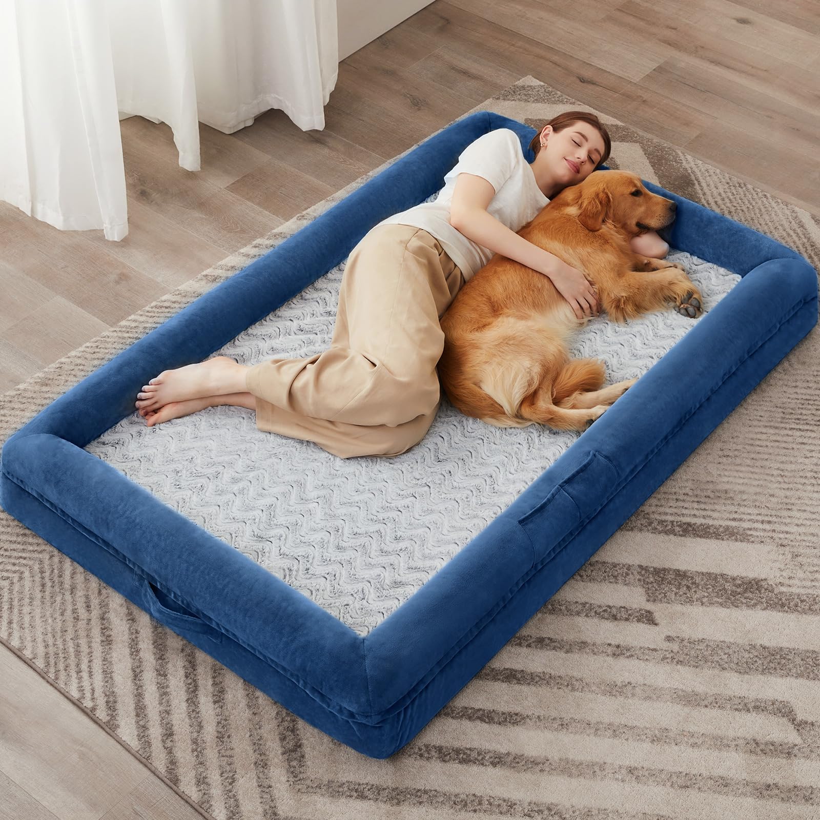 WNPETHOME — Cama Ortopédica Sofá para Perro XL con Cubierta Extraíble Impermeable y Bordes Acolchados
