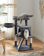 Feandrea Torre para Gatos Multinivel — Árbol Rascador con Percha Ampliada para Gatos Grandes y Cachorros, 96 cm