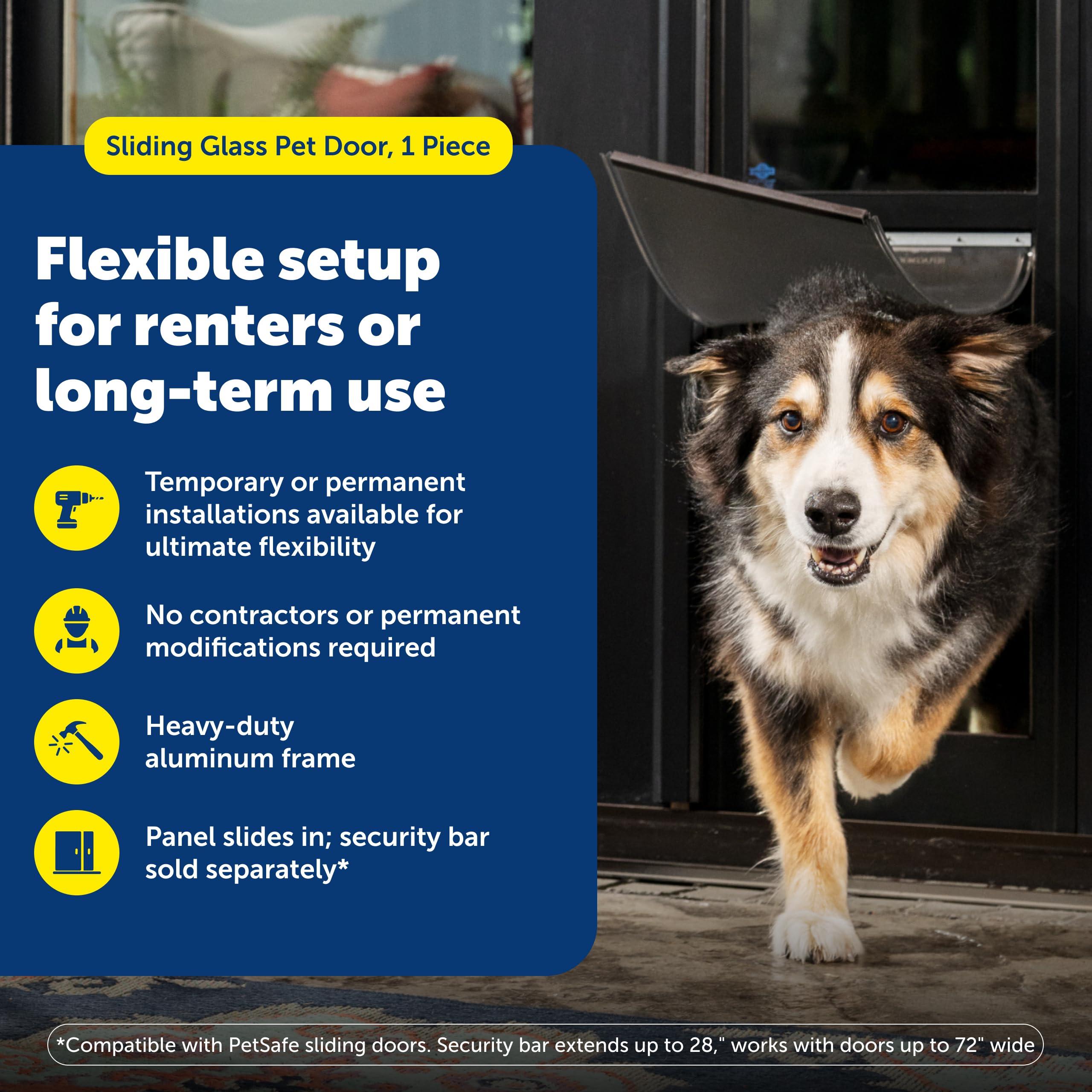 PetSafe Doggy Door — Puerta para Perros en Puertas Corredizas de Vidrio con Altura Ajustable