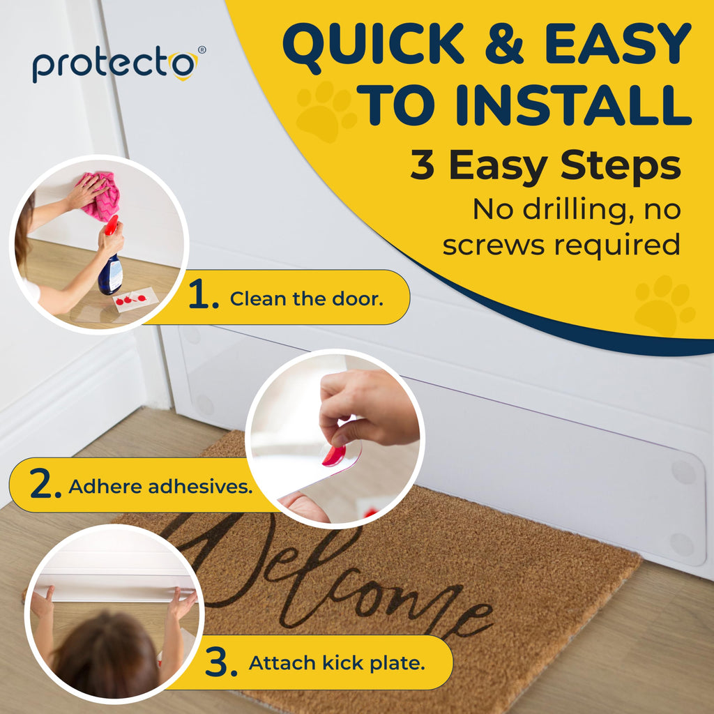 PROTECTO Heavy Duty Door Protector from Dog Scratching, Clear Door Scratch Protector, Easy & Quick to Install on Window, Wall, Screen & Sliding Doors, Cat Scratch Guard for Indoors Outdoors