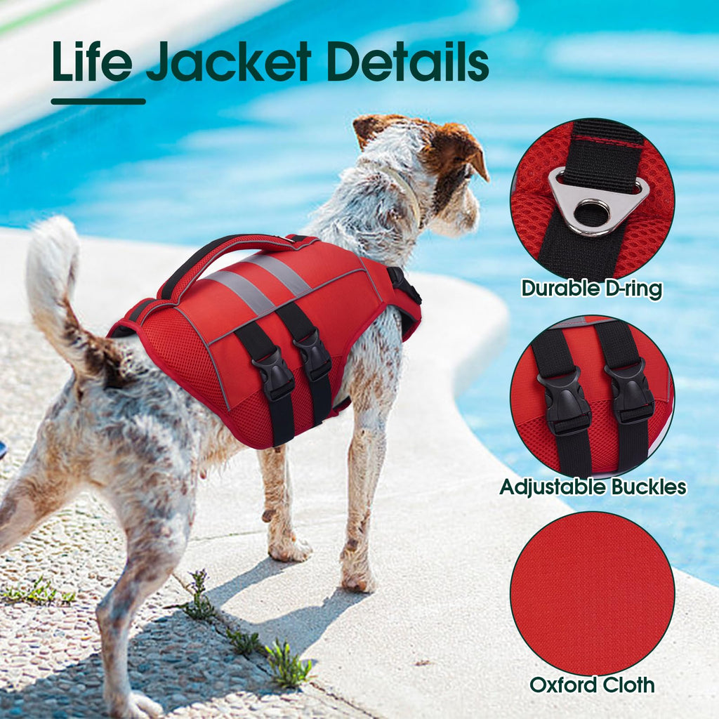 Kuoser — Chaleco Salvavidas Ajustable con Asa de Rescate y Reflectores para Perro