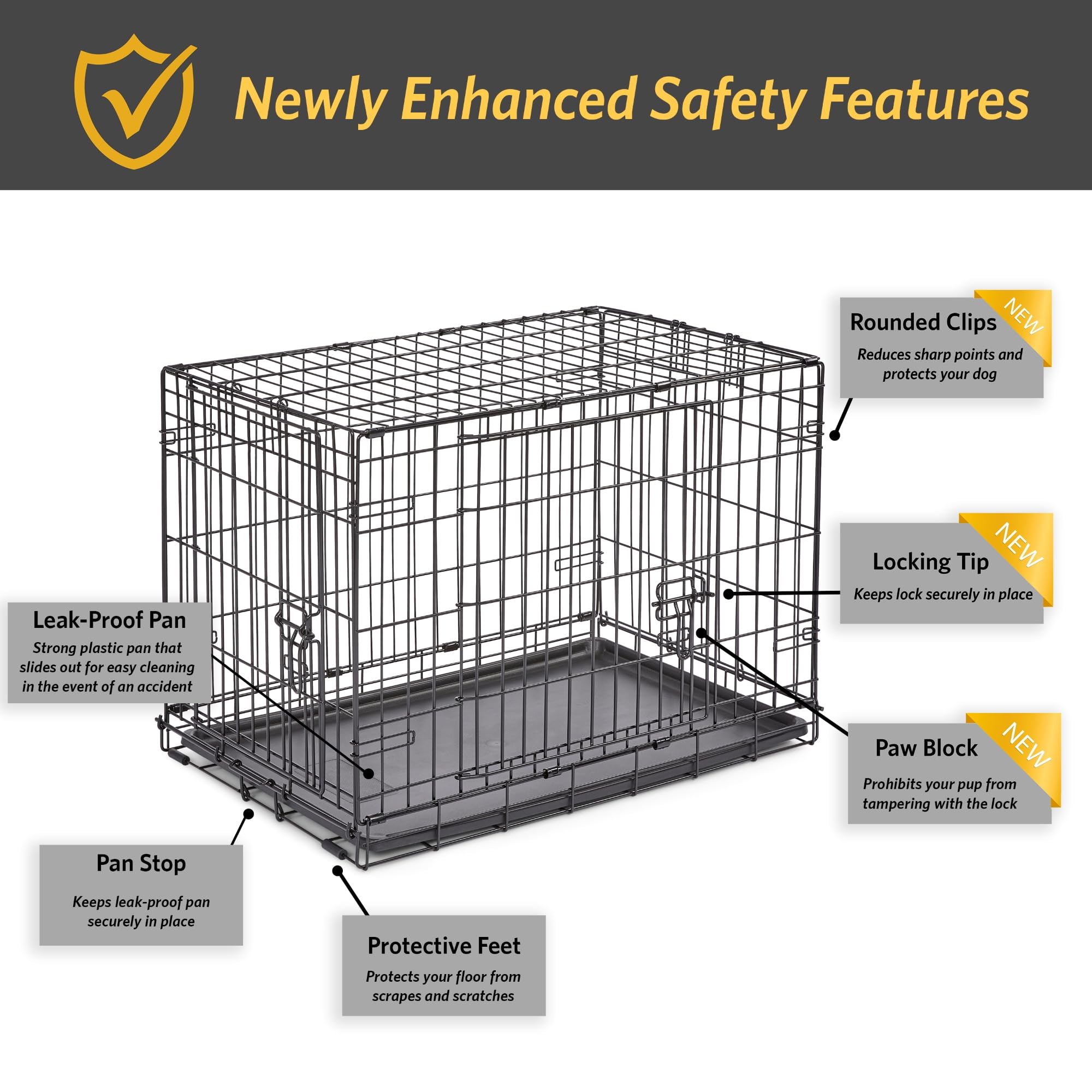New World — Jaula para Perro Plegable de Metal con Doble Puerta