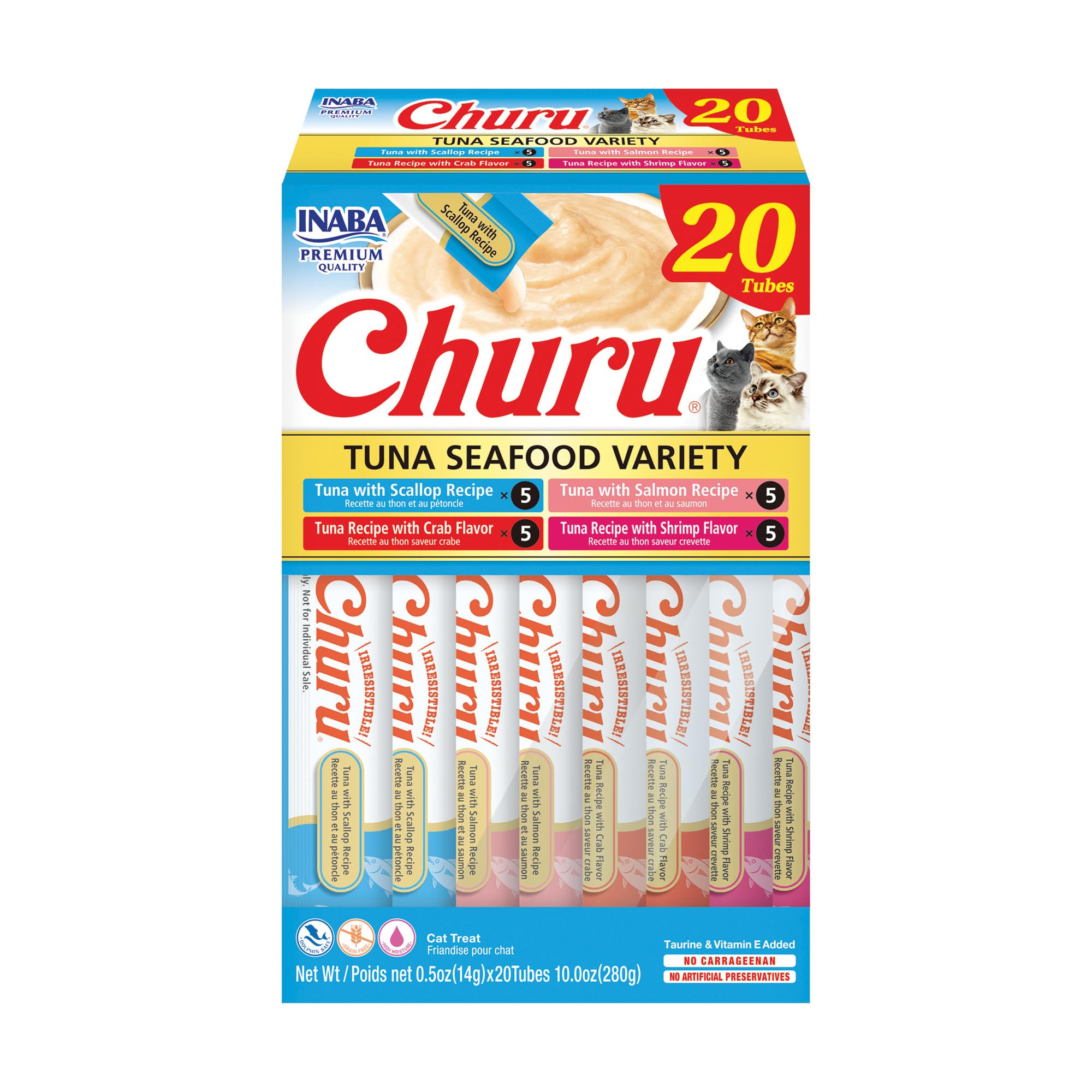 INABA Churu — Snack Cremoso Lickable sin Granos con Vitamina E y Taurina para Gato