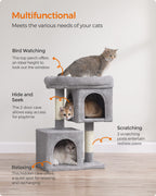 Feandrea — Torre Rascador para Gatos con Condo, Perchas y Postes de Sisal