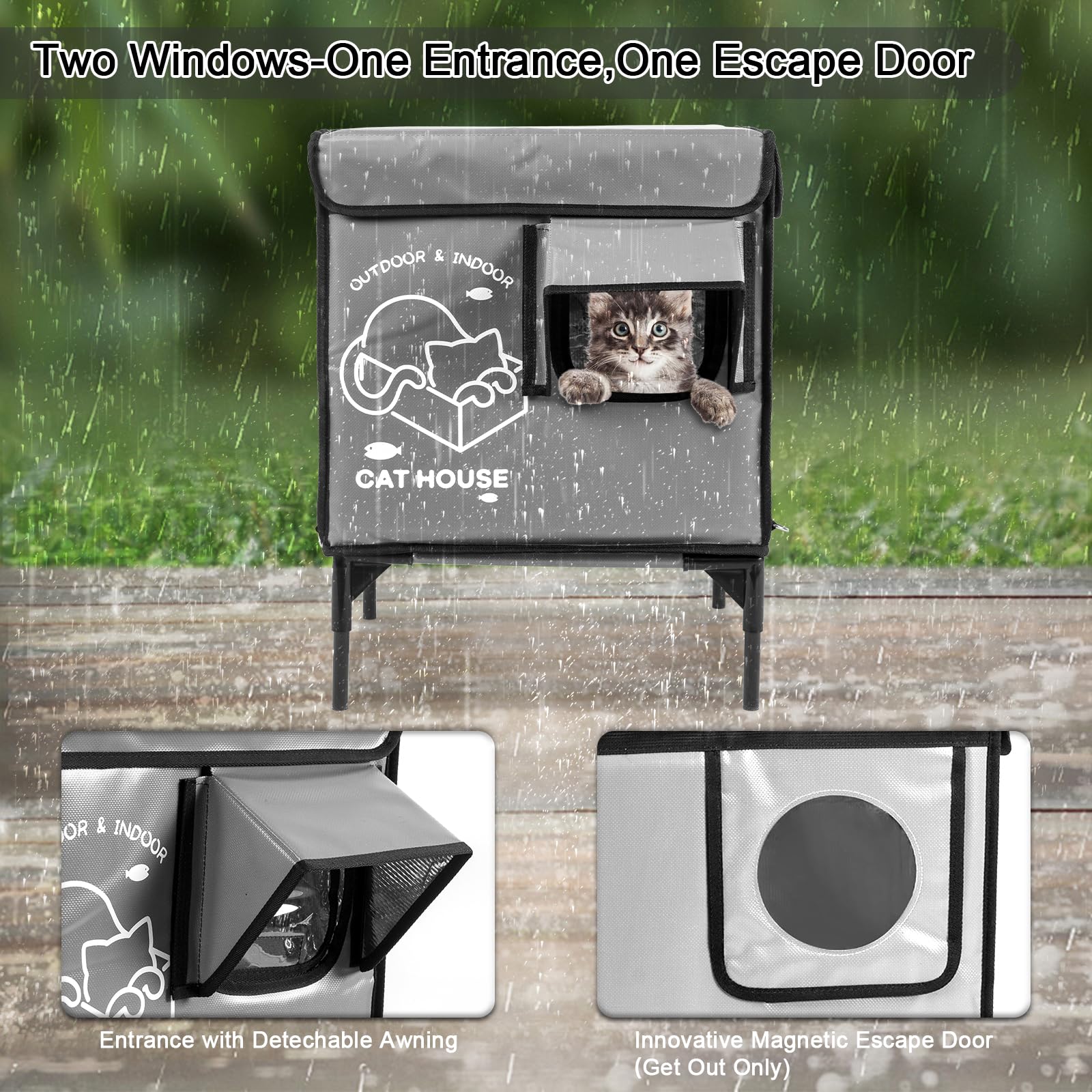 Casa para Gatos de Exterior — Refugio Impermeable Térmico para Gatos Callejeros y Domésticos