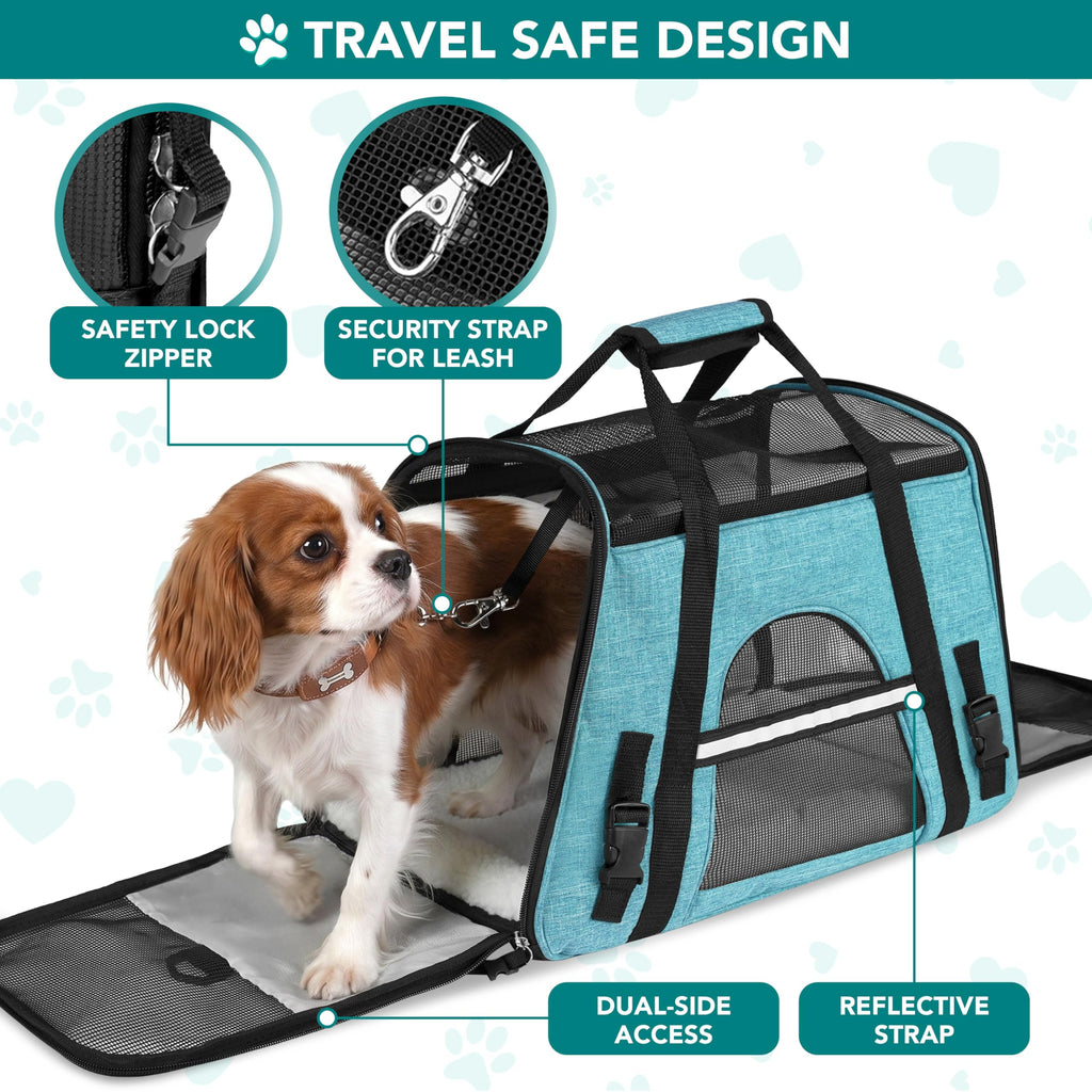 PetAmi — Transportadora de Viaje Aprobada por Aerolíneas con Cama Sherpa para Gatos y Perros Pequeños