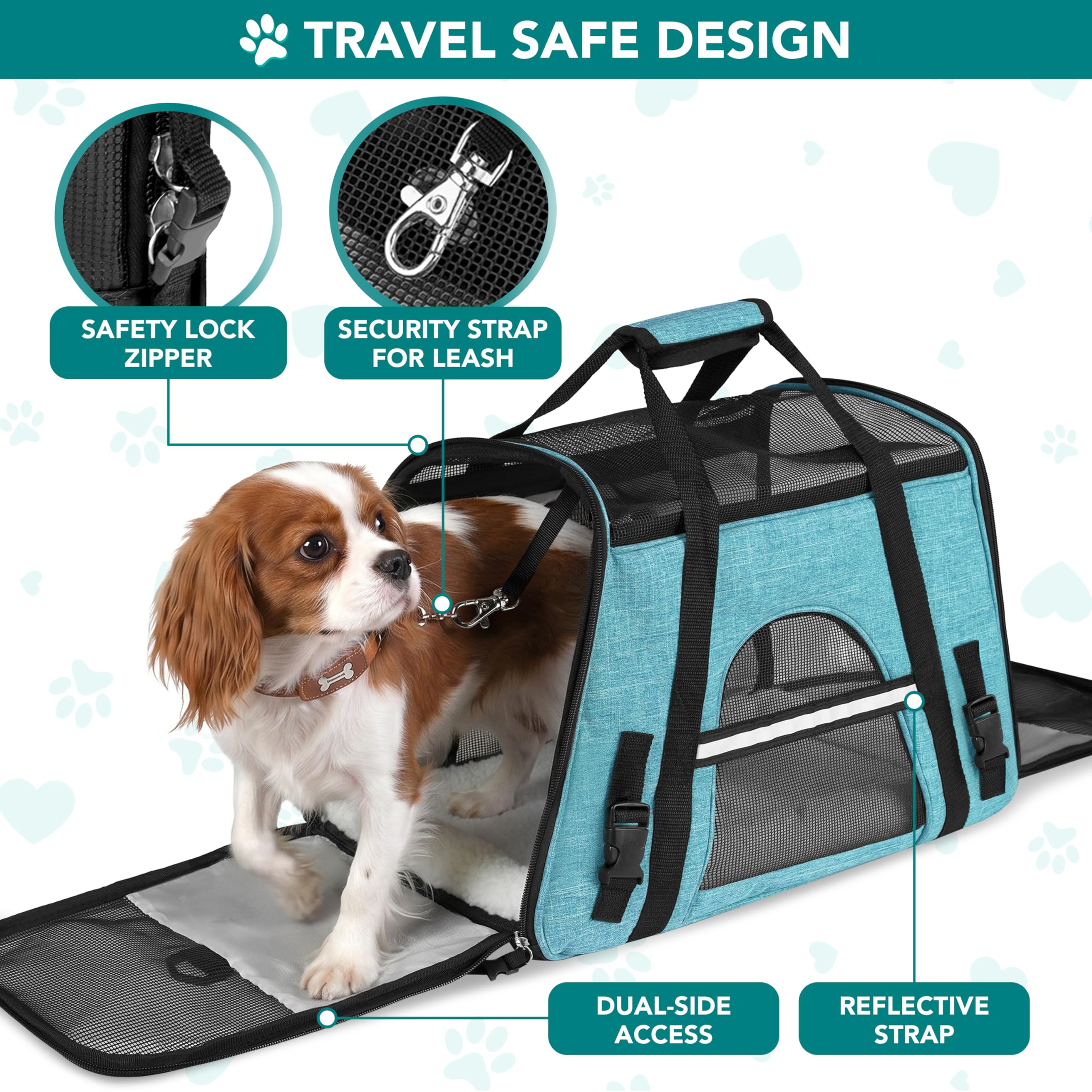 PetAmi — Transportadora de Viaje Aprobada por Aerolíneas con Cama Sherpa para Gatos y Perros Pequeños