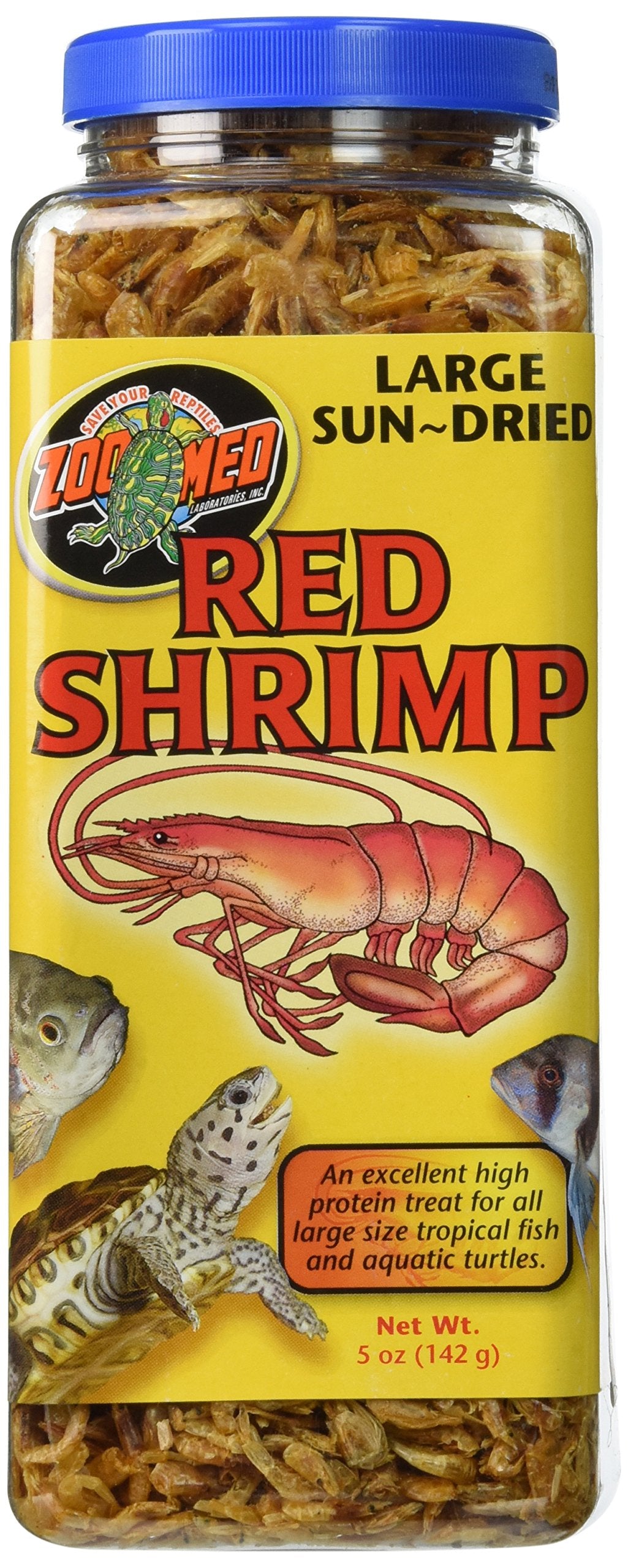 Zoo Med Sun-Dried Red Shrimp — Camarones Secados al Sol para Tortugas Acuáticas y Peces de Acuario