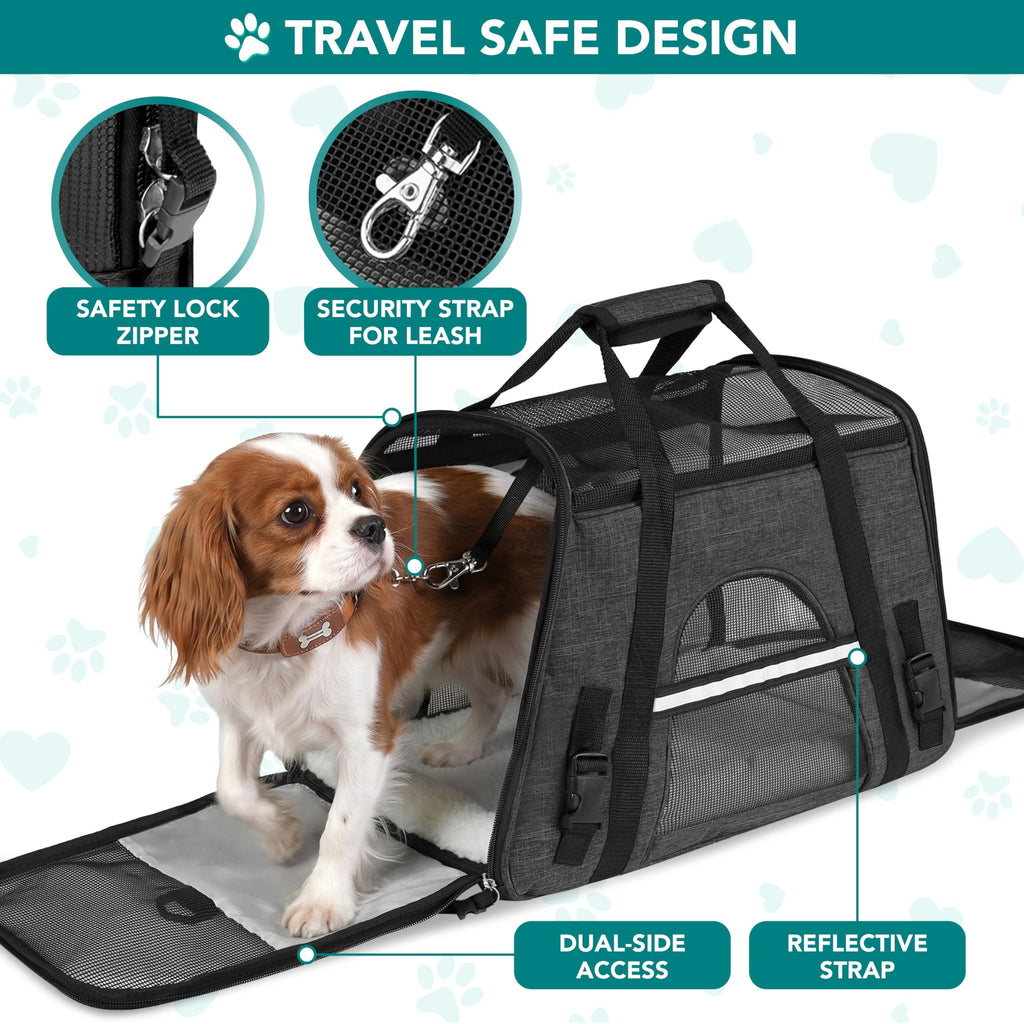 PetAmi — Transportadora de Viaje Aprobada por Aerolíneas con Cama Sherpa para Gatos y Perros Pequeños