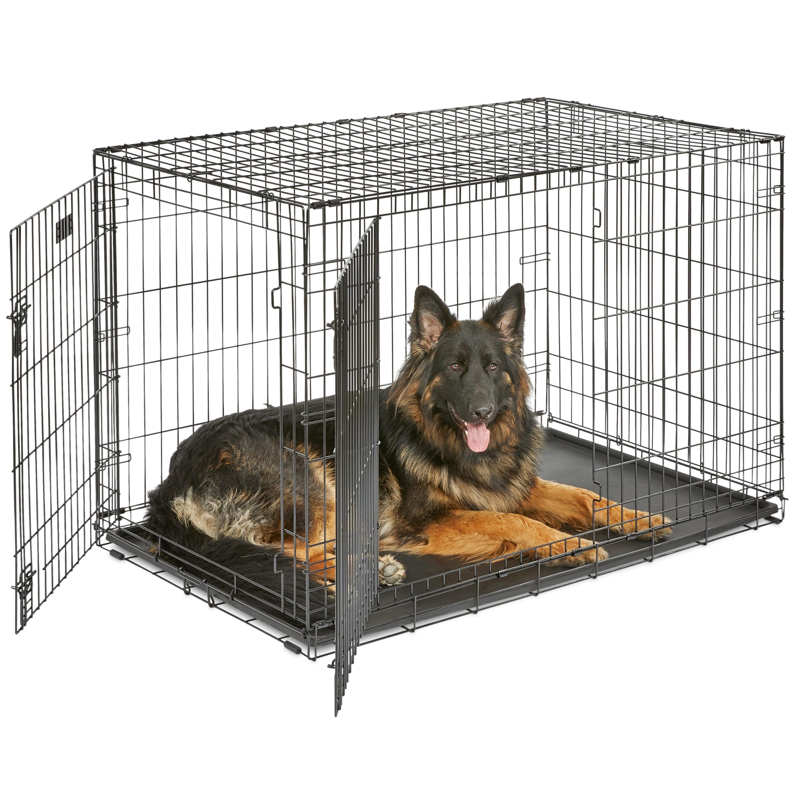 MidWest iCrate — Jaula Plegable de Doble Puerta con Divisor para Perros Medianos
