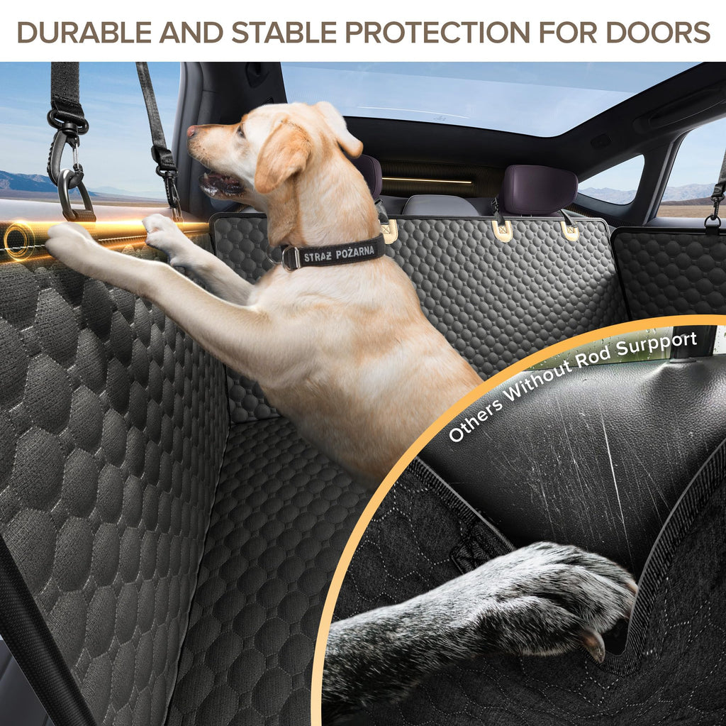 SHARLOVY — Funda Cubre Asiento Trasero para Auto con Extensión y Hamaca, Resistente a Mordidas para Perros