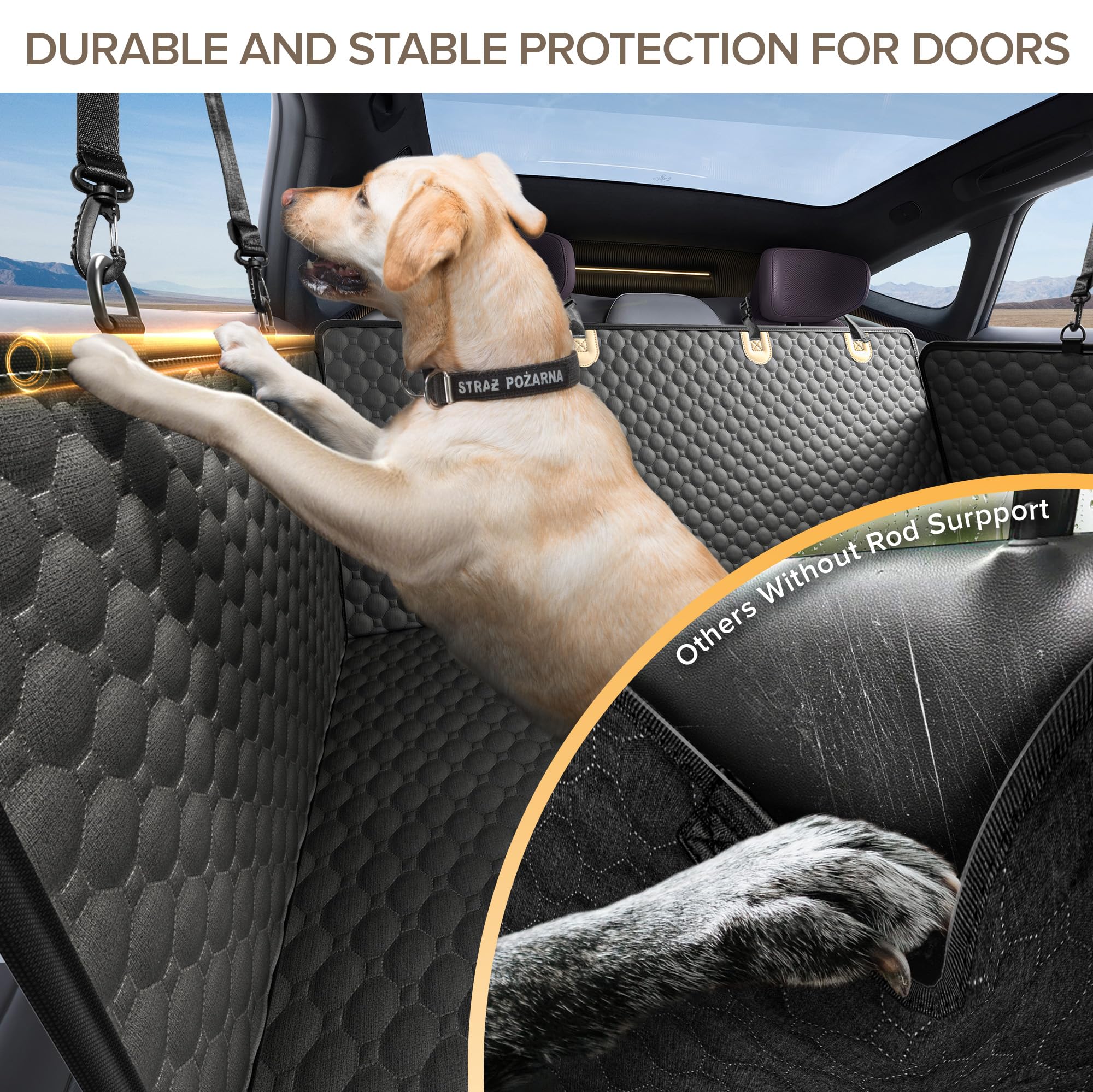 SHARLOVY — Funda Cubre Asiento Trasero para Auto con Extensión y Hamaca, Resistente a Mordidas para Perros