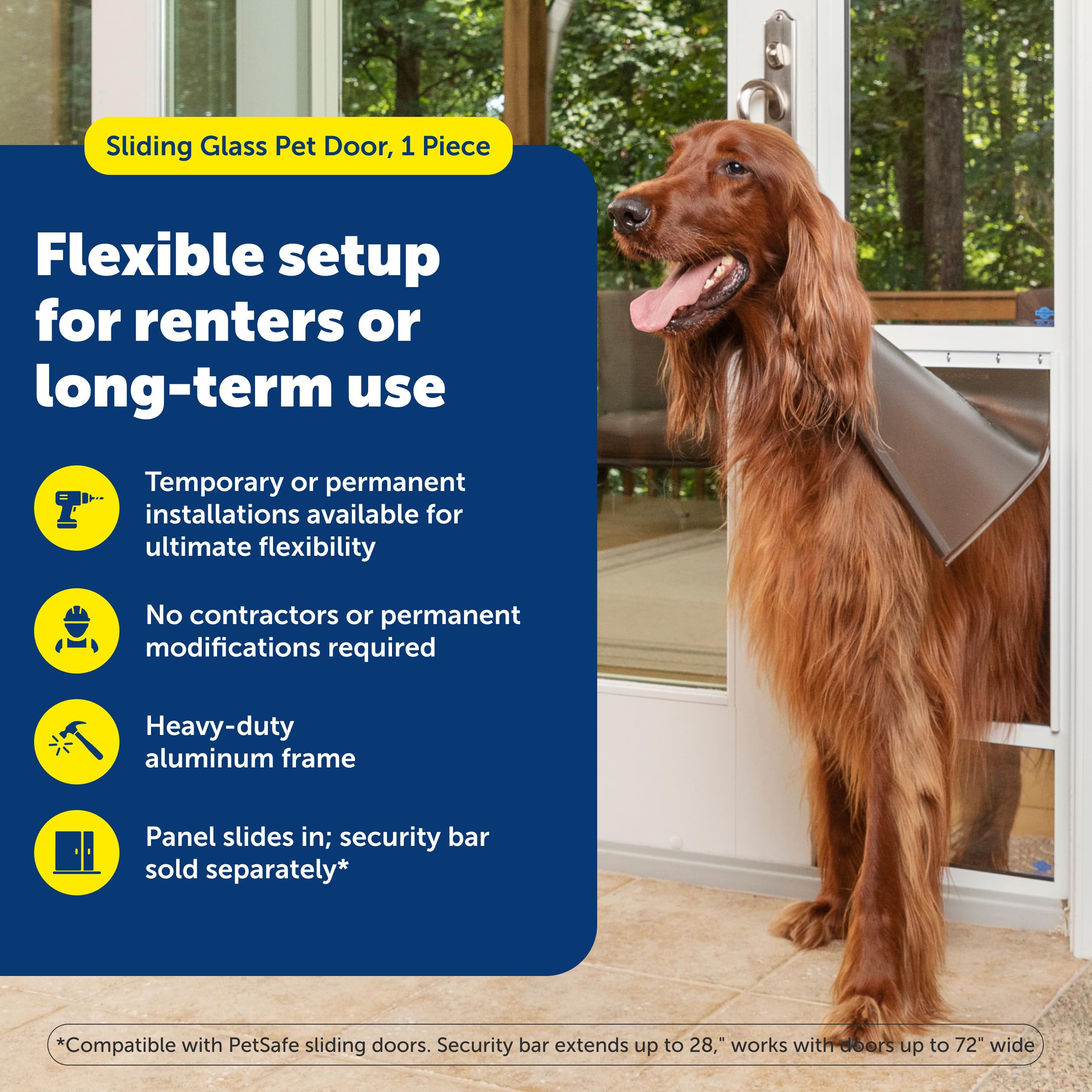 PetSafe Doggy Door — Puerta para Perros en Puertas Corredizas de Vidrio con Altura Ajustable