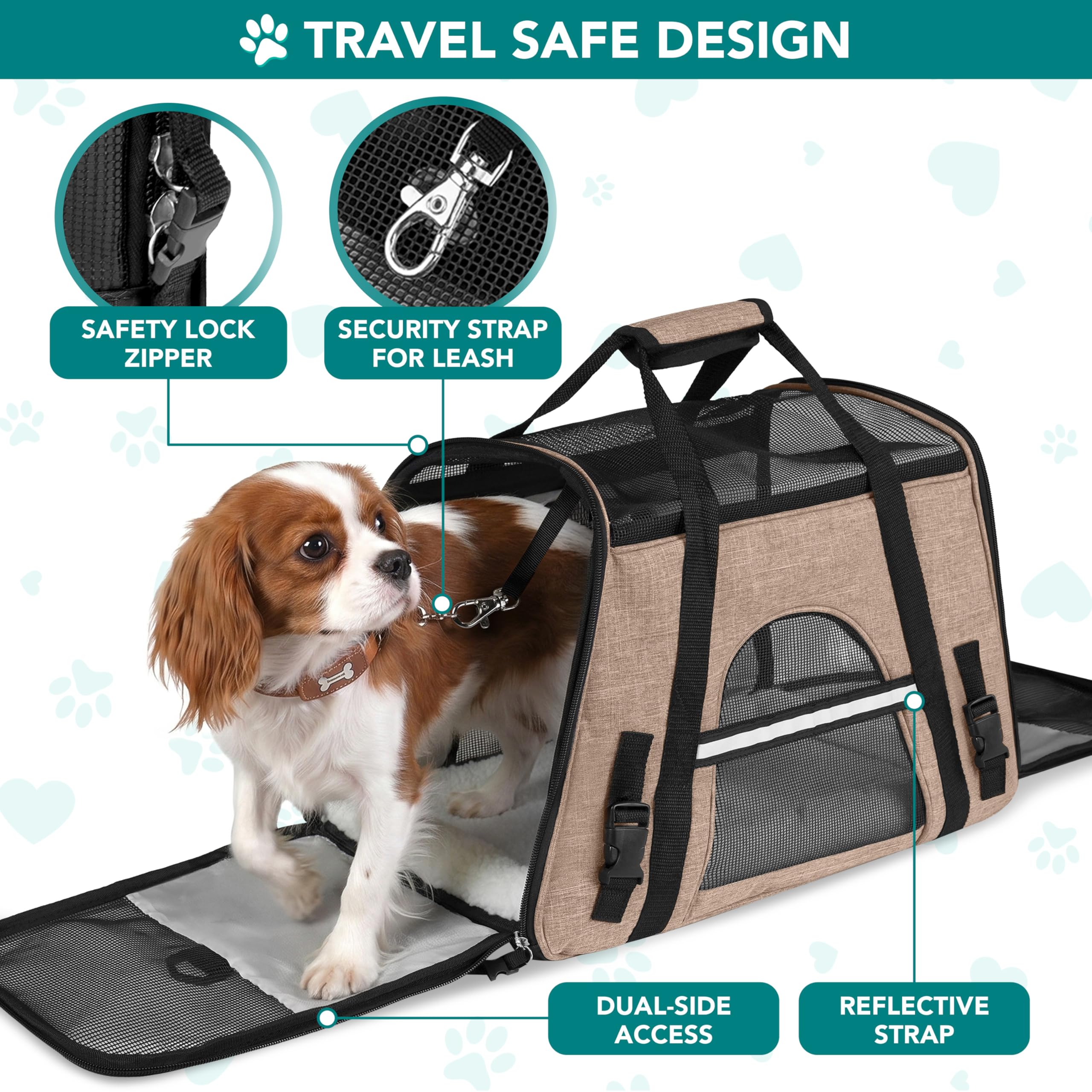 PetAmi — Transportadora de Viaje Aprobada por Aerolíneas con Cama Sherpa para Gatos y Perros Pequeños