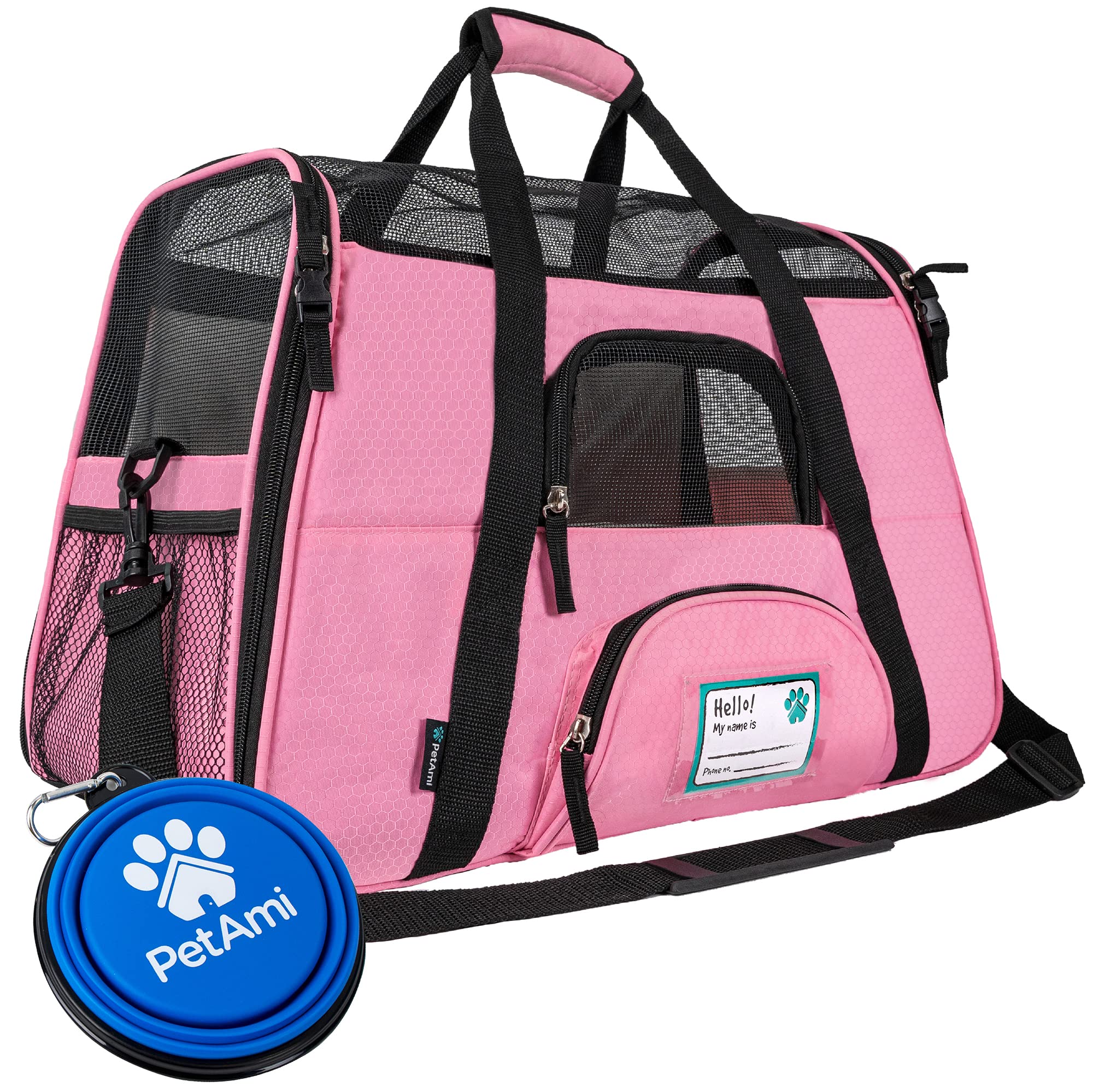 PetAmi — Transportadora de Viaje Aprobada por Aerolíneas con Cama Sherpa para Gatos y Perros Pequeños