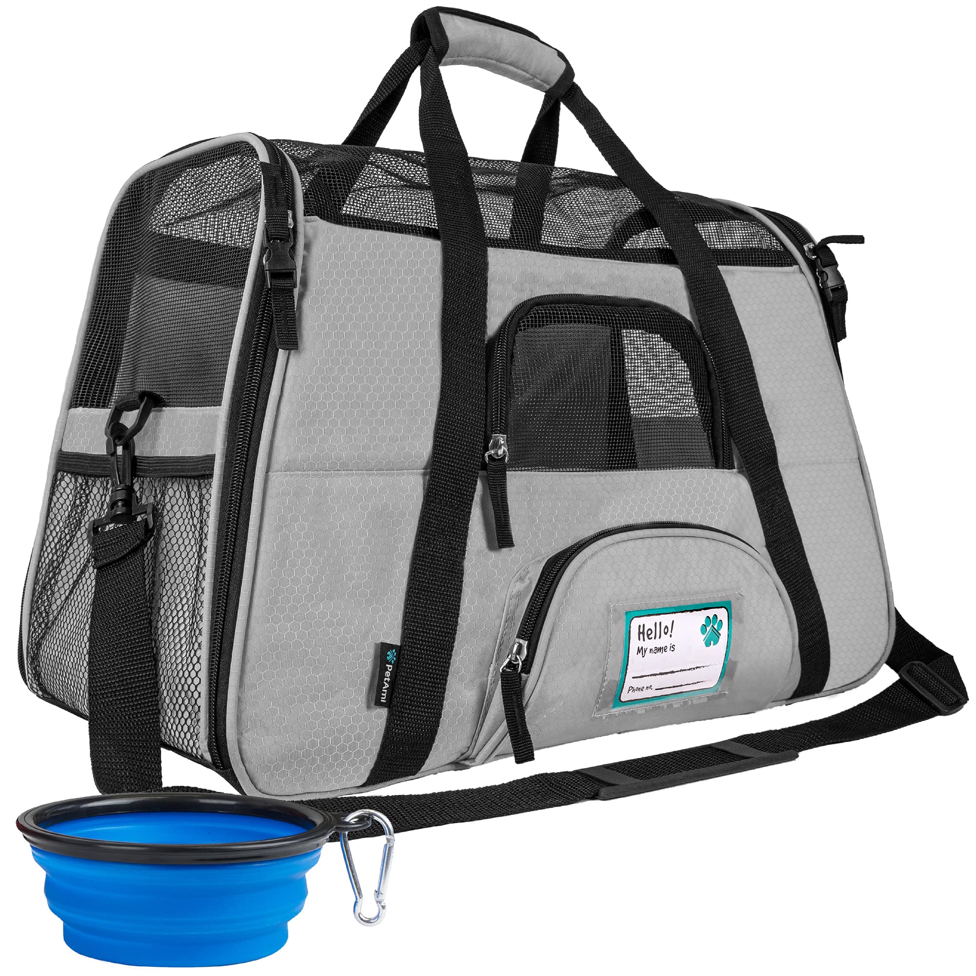 PetAmi — Transportadora de Viaje Aprobada por Aerolíneas con Cama Sherpa para Gatos y Perros Pequeños