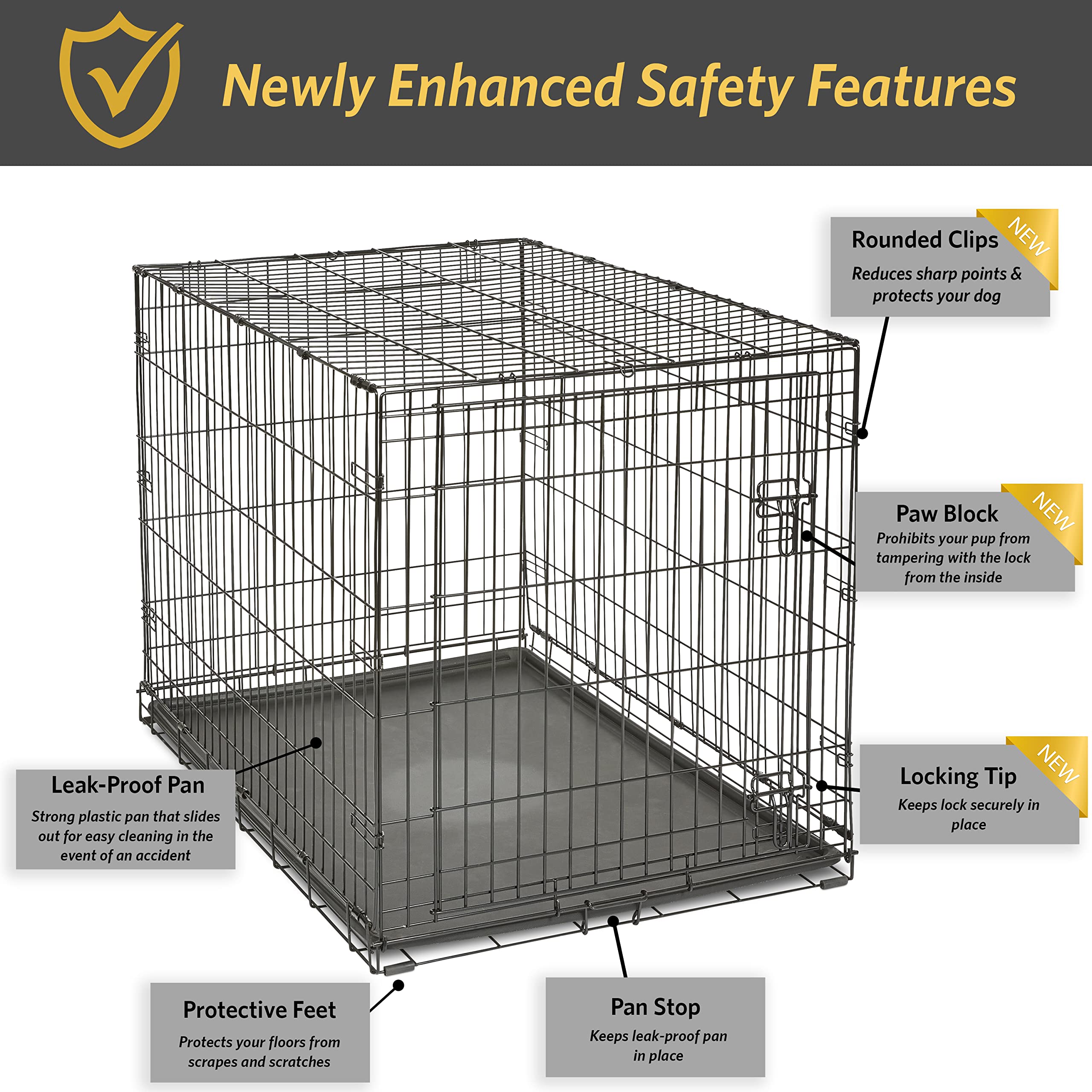 New World — Jaula para Perro Plegable de Metal con Doble Puerta