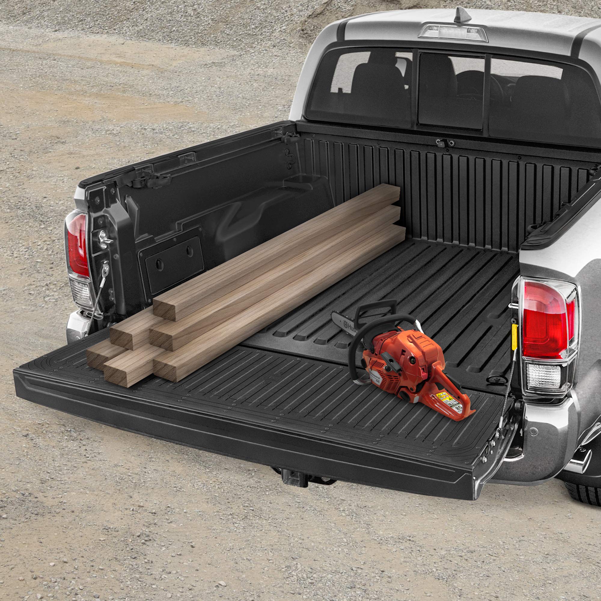 CAT Caterpillar — Tapete Protector de Compuerta Trasera para Camioneta Pick-Up, Hule Ultra Resistente de Alto Rendimiento, Universal Recortable 62" x 21" (CAMT-1509), Negro
