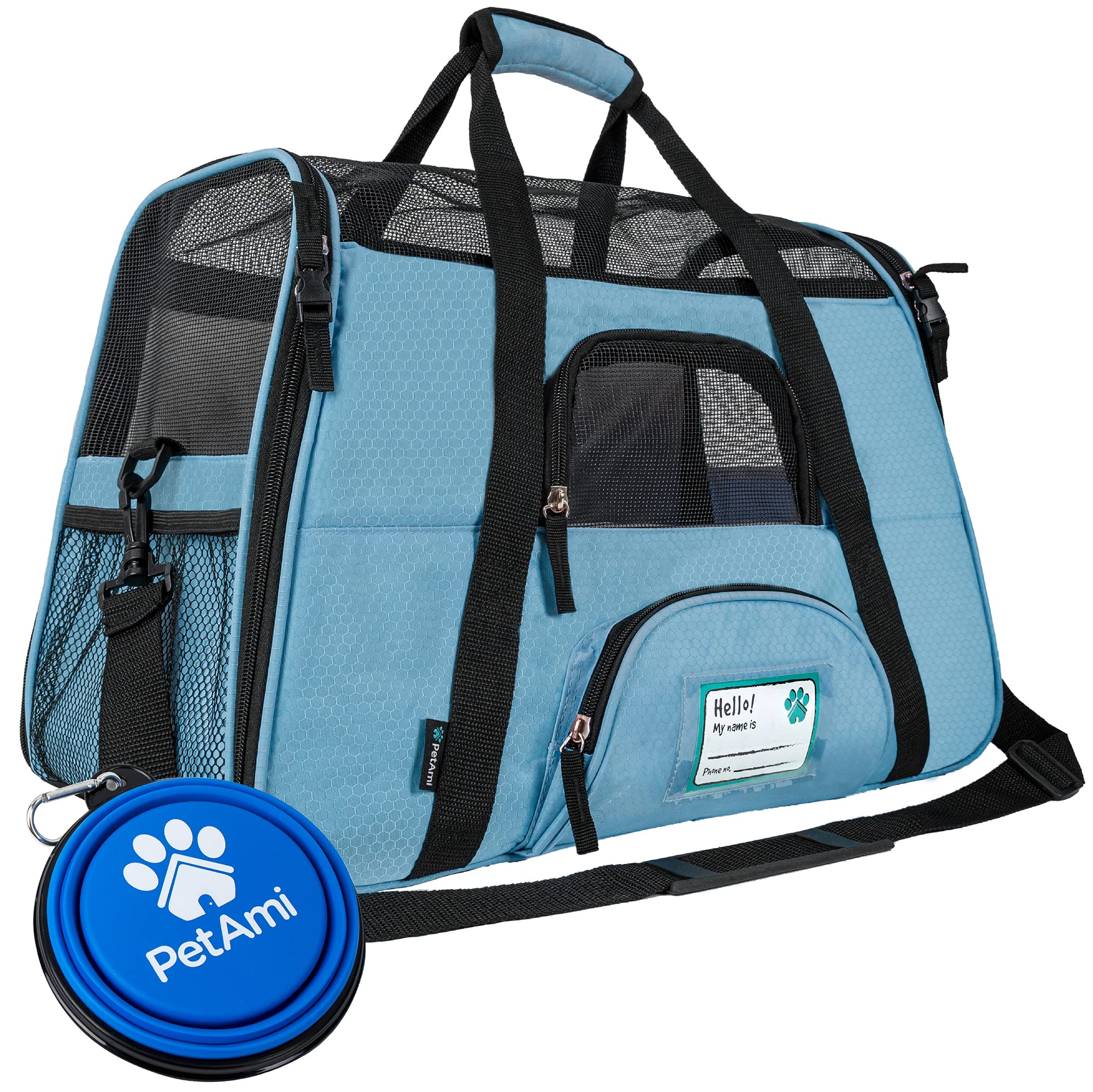 PetAmi — Transportadora de Viaje Aprobada por Aerolíneas con Cama Sherpa para Gatos y Perros Pequeños