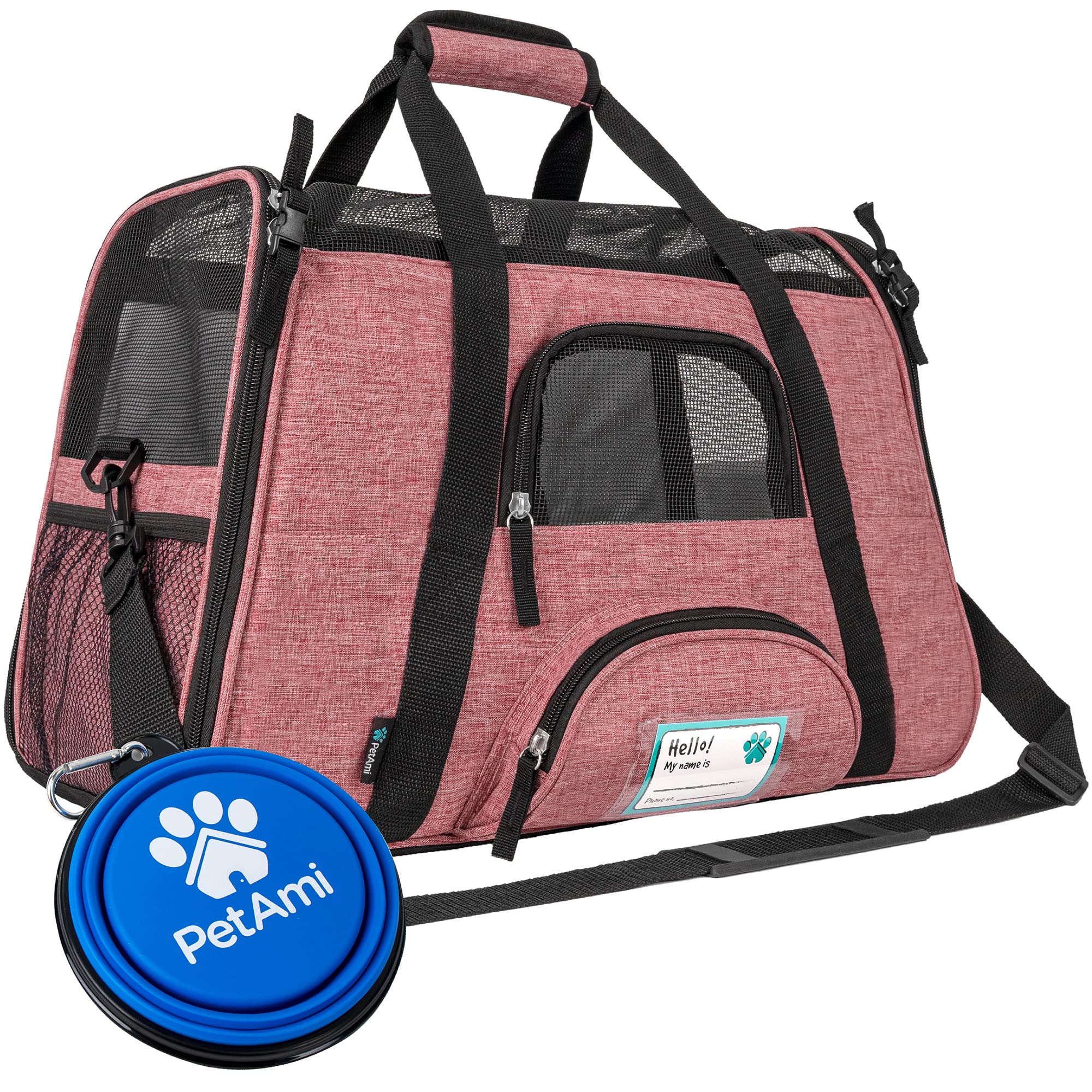 PetAmi — Transportadora de Viaje Aprobada por Aerolíneas con Cama Sherpa para Gatos y Perros Pequeños