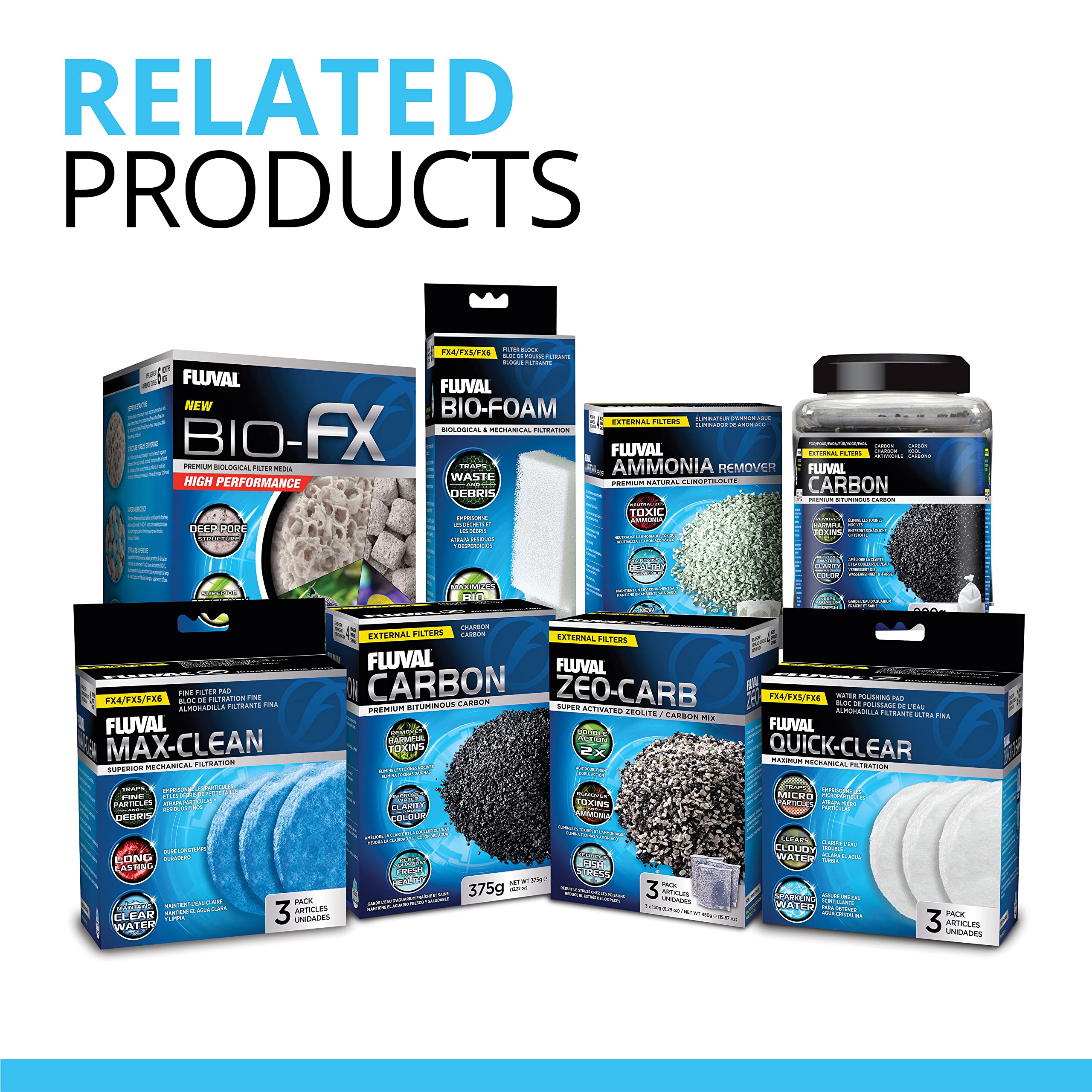 Fluval Almohadilla Removedora de Amoniaco para Filtros FX4 y FX6 — Medio Filtrante Químico y Mecánico 2 en 1, Paquete de 3 Unidades